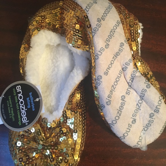 Tween Snoozie Gold Sequin Slippers - Picture 1 of 1